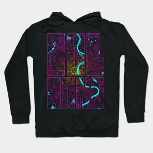 Cologne, Germany City Map Typography - Neon Hoodie